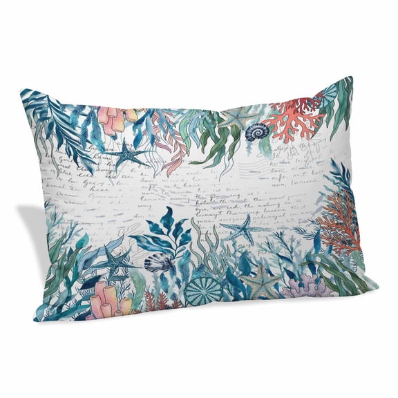 Summer Marine Life Body Pillow Cover Ocean Coral Starfish Sea Conch Seaweed Letter Print Soft Satin Body Pillowcase with Hidden Zipper Long Pillow Case for Bedroom Sofa Couch Car 16"x24"