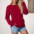thumbnail image 2 of Splozh Chandails Douillets pour Femmes Chandails à Manches Longues pour Femmes Décontracté Grande Taille Chandail à Col Rond Chandail d'Automne Tendance Chandail en Molleton Vêtements d'Hiver Bourgogne,2TG, 2 of 6