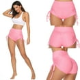 thumbnail image 4 of Women's sports shorts High waist bubble texture tight butt lifting fitness hot pants-Pink, 4 of 5