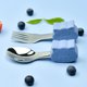 thumbnail image 1 of Tenedor cuchara de entrenamiento para aprender a comer para bebés hipopótamo, mango corto, vajilla de acero inoxidable, tenedor cuchara de silicona para alimentos complementarios para niños, 1 of 6