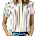 thumbnail image 2 of Women T Shirt Bright Striped O Neck T-Shirts Short Sleeve Lines Print Elegant Graphic Tshirt Casual Clothing 4XL XL 6XL, 2 of 5