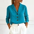 thumbnail image 2 of Women Shirts Solid Color Long Sleeve Button Down Lapel Collared Summer Tops Dressy Casual Work Business Blouses, 2 of 5