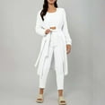 thumbnail image 5 of YUGYXL Women's Fuzzy 3 Piece Pjs Set Loungewear Open Front Cardigan and Crop Tank Tops with Pants Soft Lounge Sets White L, 5 of 8