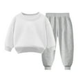 thumbnail image 2 of Pisexur Ensemble 2 Pcs pour Bébé Filles Garçons Automne Hiver Mode Décontractée Polaire Couleur Unie Manches Longues Col Rond Chandails en Molleton et Pantalons Vêtements de Détente Ensemble de Survêtement pour Enfants 3-8 Ans, 2 of 4