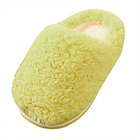 

Entyinea Boys Girls Toddler House Slippers Kids Fluffy Lined Warm Slip On Home Slippers Cute Winter Nonslip Indoor Slippers Yellow 32