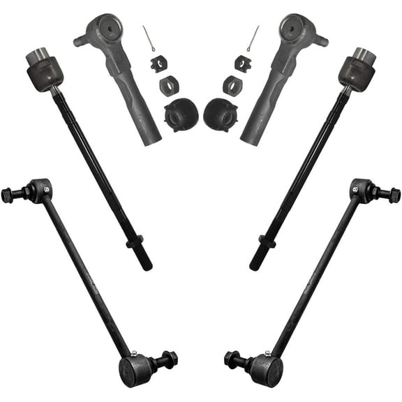 Detroit Axle - Front 6pc Suspension Kit for 2004-2012 Chevy Malibu, 2005-2010 Pontiac G6, 2007-2009 Saturn Aura, 2 Sway Bar Links 4 Tie Rods 2006 2008 2011 Replacement