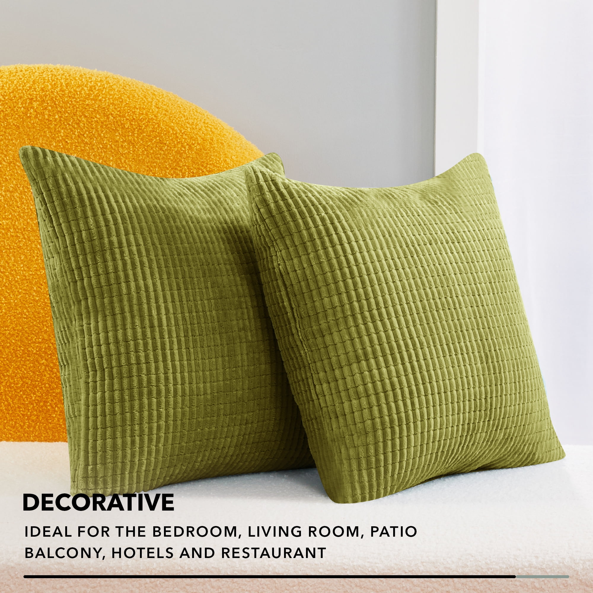 Home Brilliant Throw Pillow Covers 18x18 Solid Plush Corduroy Striped  Square Pillow Covers for Couch Set of 2 Fall Decorative Pillows for Living  Room