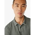 Free Assembly Men's Taped Oxford Pique Polo Shirt with Short Sleeves ...