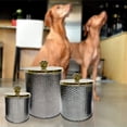 thumbnail image 4 of black nickel Embossed 3 Pc set Pet Canister with Golden Paw Handle, Dog Food Treat Canister / golden Lid, Carbon Steel Canister, Storage Container Jar with Tight Fitting Lids for Dog Biscuit Cookies, 4 of 4