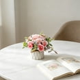 thumbnail image 4 of Artificial Potted Plant Multi-Color Rose and Hydrangea Arrangement, Decorative Ceramic Pot, Pre-Potted for Home Office Desk Entryway, Long-Lasting Colors, 4 of 5