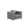 thumbnail image 5 of LILOLA Home Lorreto Gray Button Tufted Velvet Fabric Glam Chair, 5 of 5