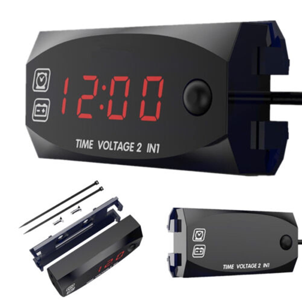 GLFILL Universal Digital Car Boat Led Voltmeter Voltage Gauge Time
