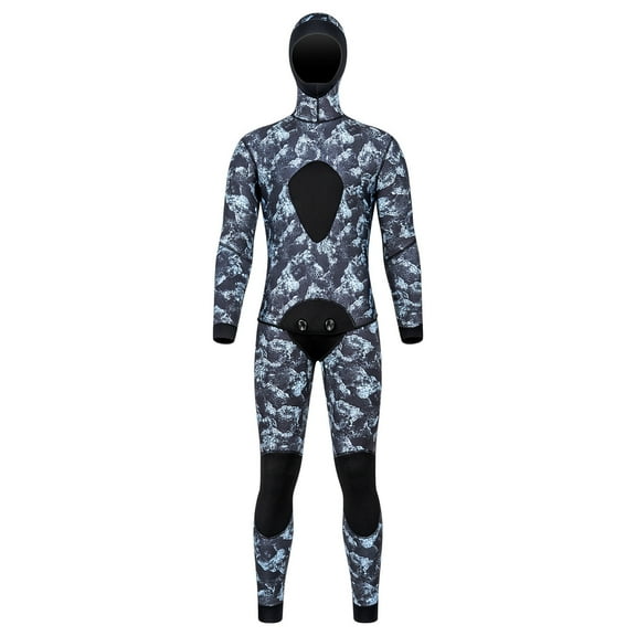 ZACPNCV Mens 3mm Neoprene Wetsuit Two Piece Set Hooded Camo Fishing Hunting Diving Suit Thermal Warm for Spearfishing Surfing and Free Diving