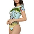thumbnail image 2 of Daiia African Women print Women's Crew Neck Short Sleeve Bodysuit Fashion Tops Fit Casual Basic Extender Bodysuit-XX-Large, 2 of 9