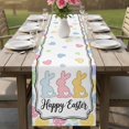 thumbnail image 4 of Happy Easter Table Runner 90 Inches, Cute Lovely Colorful Rabbits Silhouette Eggs Bed Runner Dresser Scarves Tabletop for Indoor Outdoor Parties/Ceremony/Banquet, 13" x 90", 4 of 8