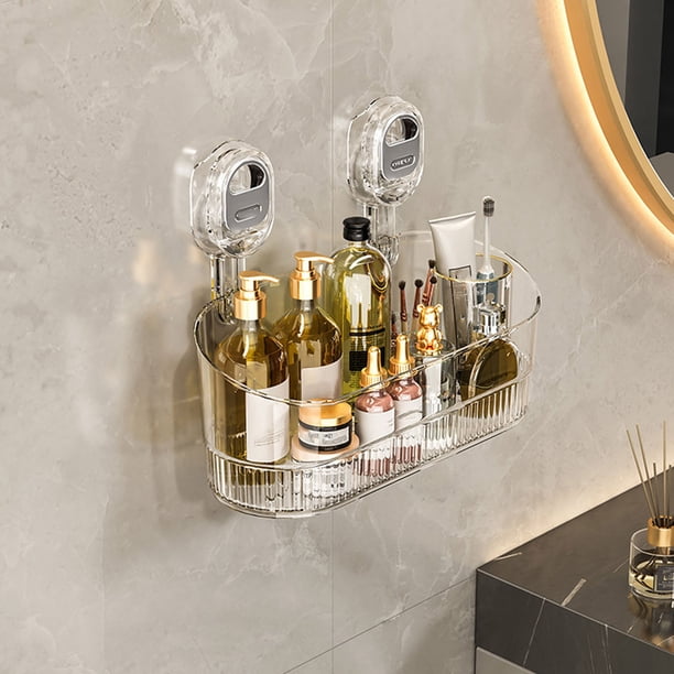 Soporte de Almacenamiento con Ventosa para Baño, Estante de Ducha Extraible Sin Perforación, Organizador de Ducha Con Ventosa de Instalacia de Un Segundo para Baño y Cocina