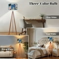 thumbnail image 3 of Wood Tripod Floor Lamp, Mid Century Wood Standing Lamp with 3 Color Temperature Dimmable Standing for Living Room, Bedroom, Office Framed Flaxen Lamp Shade, 3 of 5