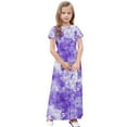 thumbnail image 5 of GERsome Girl's Short Sleeve Maxi Dress Tie-Dye Loose Casual Holiday Beach Long Dress with Pocket for 4-14 Years Kids, 5 of 9