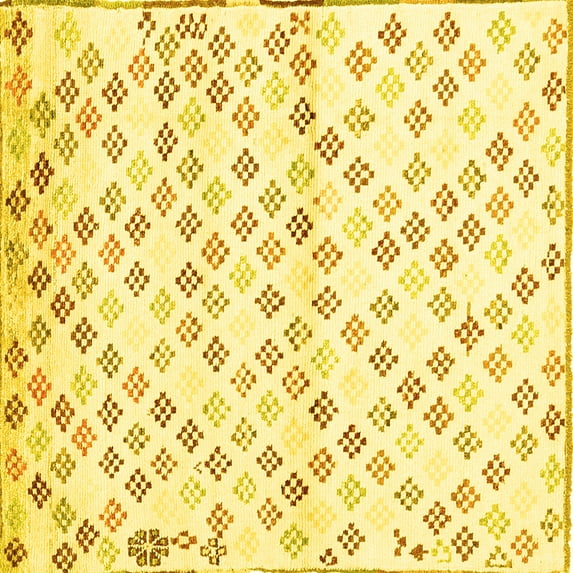 Ahgly Company Indoor Square Southwestern Yellow Country Area Rugs, 6' Square
