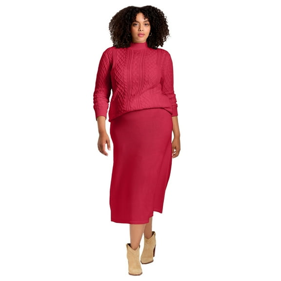 Avenue Women's Plus Size A-Line Midi Sweater Skirt