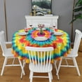thumbnail image 2 of Colorful Tie Dye Mandala Pattern Round Tablecloth 60"x60",Wrinkle Wipeable Table Cloth for Kitchen Dining Room Picnic Patio Party, 2 of 6