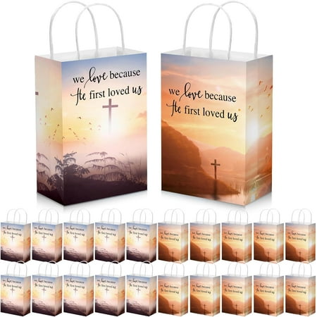 50 Pcs Christian Gift Bags Bulk with Handles Bible Verse Religious Baptism Paper Bags Gift for Men Women Church Party 5.91 x 3.15 x 8.27 Inches