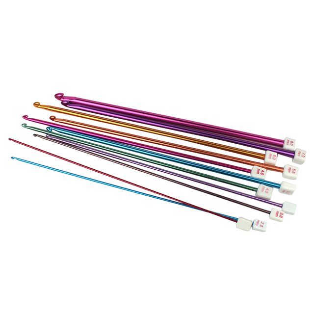 Juego de agujas de gancho de ganchillo, kits de gancho de aluminio multicolor, accesorio de herramientas de tejer, color aleatorio 11 Piezas Kearding TO0538-00