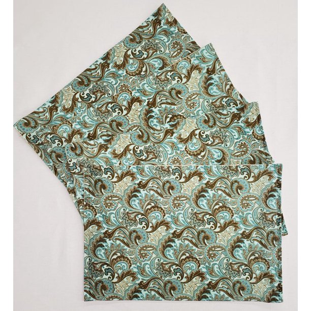 Brown & Teal Paisley Placemats by Penny's Needful Things (Set of 4