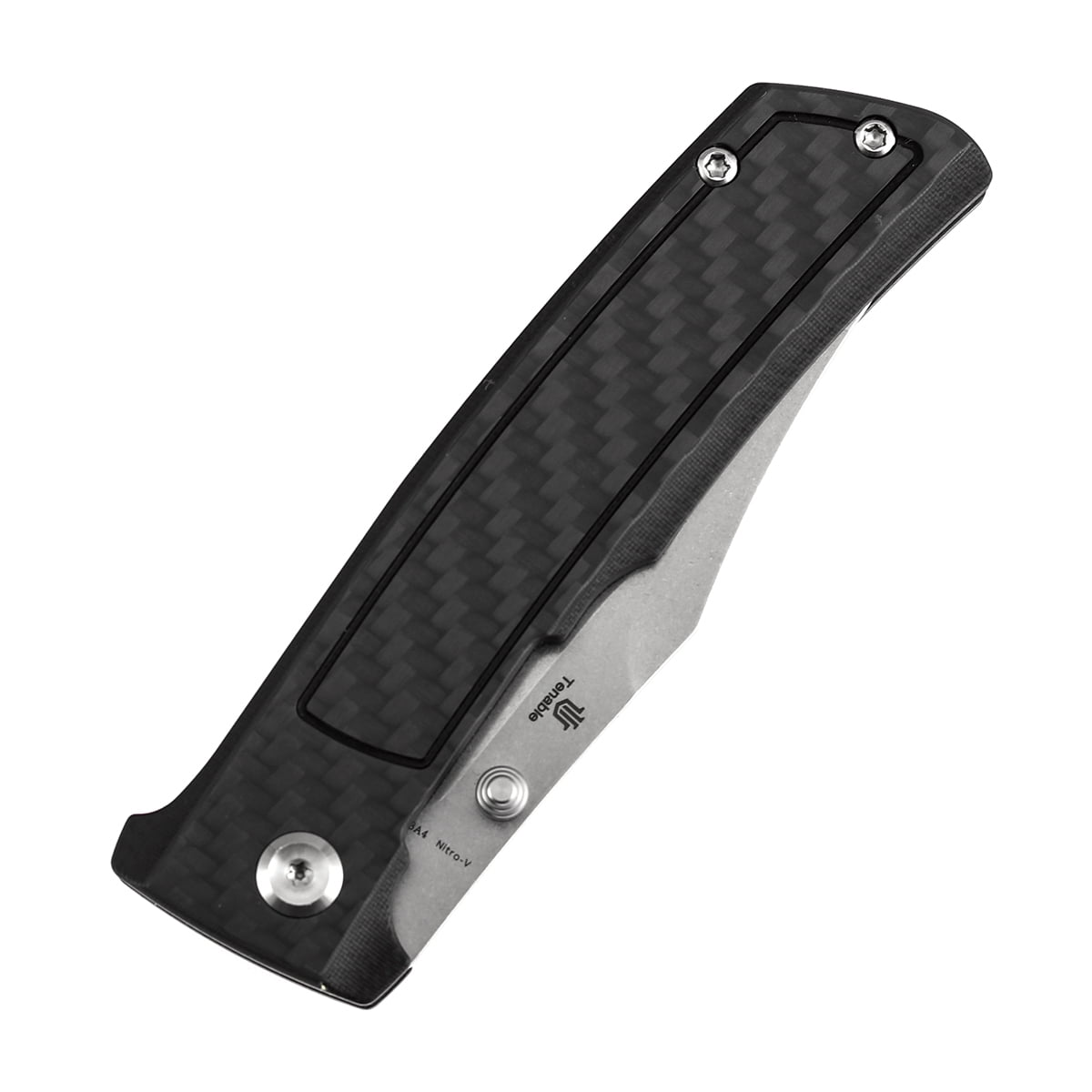 Tenable Bison Folding Knife 3.24'' Stonewashed Nitro V Blade,Carbon Fiber-G10 Handle,B2108A4