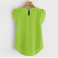 thumbnail image 3 of Women's Casual Round Neck Pleated Top Short Sleeve Keyhole Back Chiffon Blouse, 3 of 6