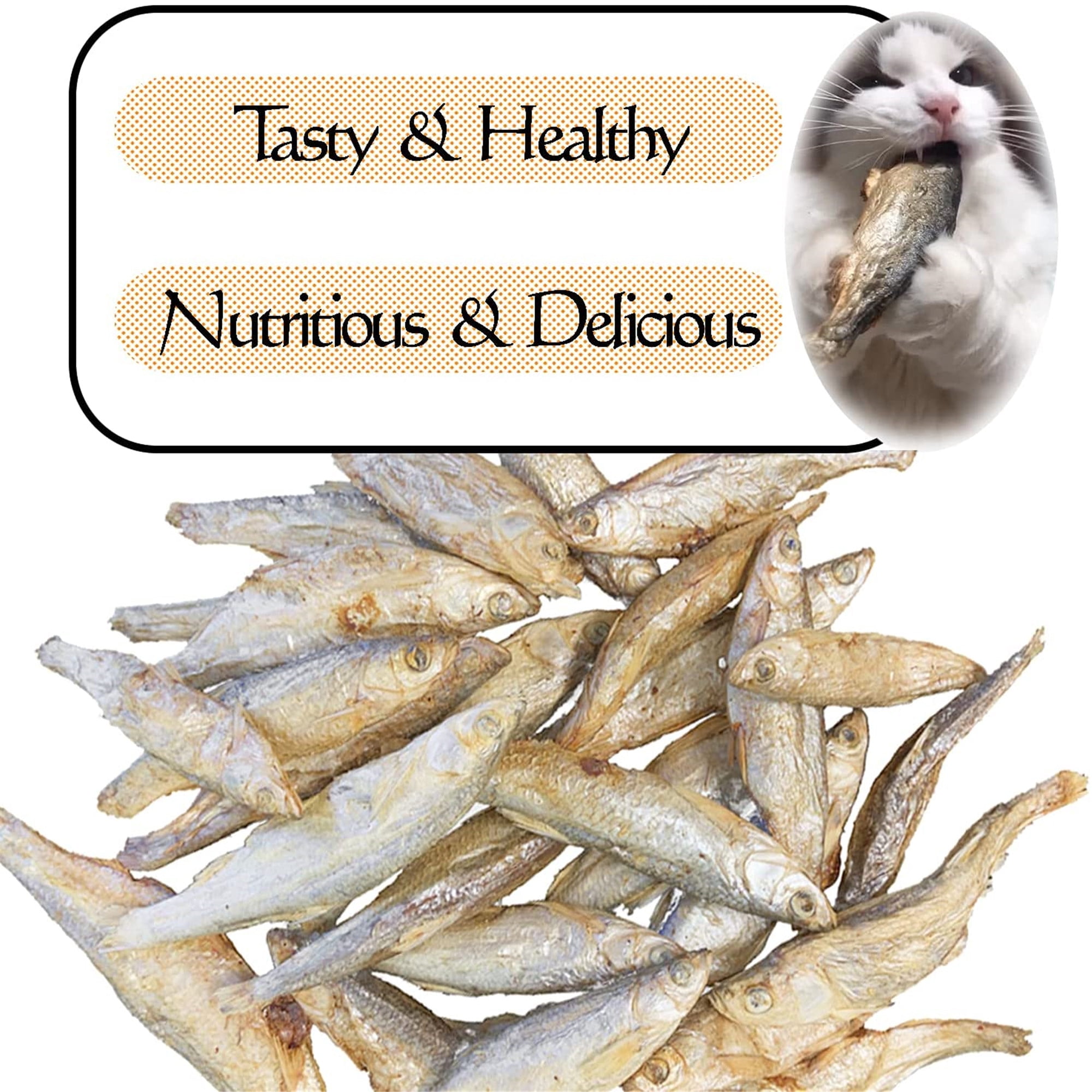 Amzey Freeze-Dried Minnows Family Size Dogs Cats Treats - 100% Natural - 7oz