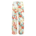 thumbnail image 4 of Women's Casual Pants High Waist Straight Leg Comfortable Pants With Drawstring Floral Print For Daily Wear Vacation Spring Summer Fall Womens plus Size Pants Casual Work Womens Striped Pants Casual, 4 of 5