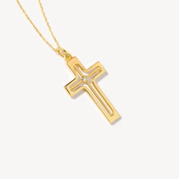 Cross Pendant Necklace for Women – Dainty Religious Jewelry in 14K Yellow Gold Vermeil – Faith & Spiritual Necklace
