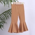 thumbnail image 2 of newwalpole Girl's Flare Leggings High Waist Bell Bottom Pants Dance Casual Pants Kids Print Stretch Hippie Pants Khaki for Size 6-7 Years, 2 of 8