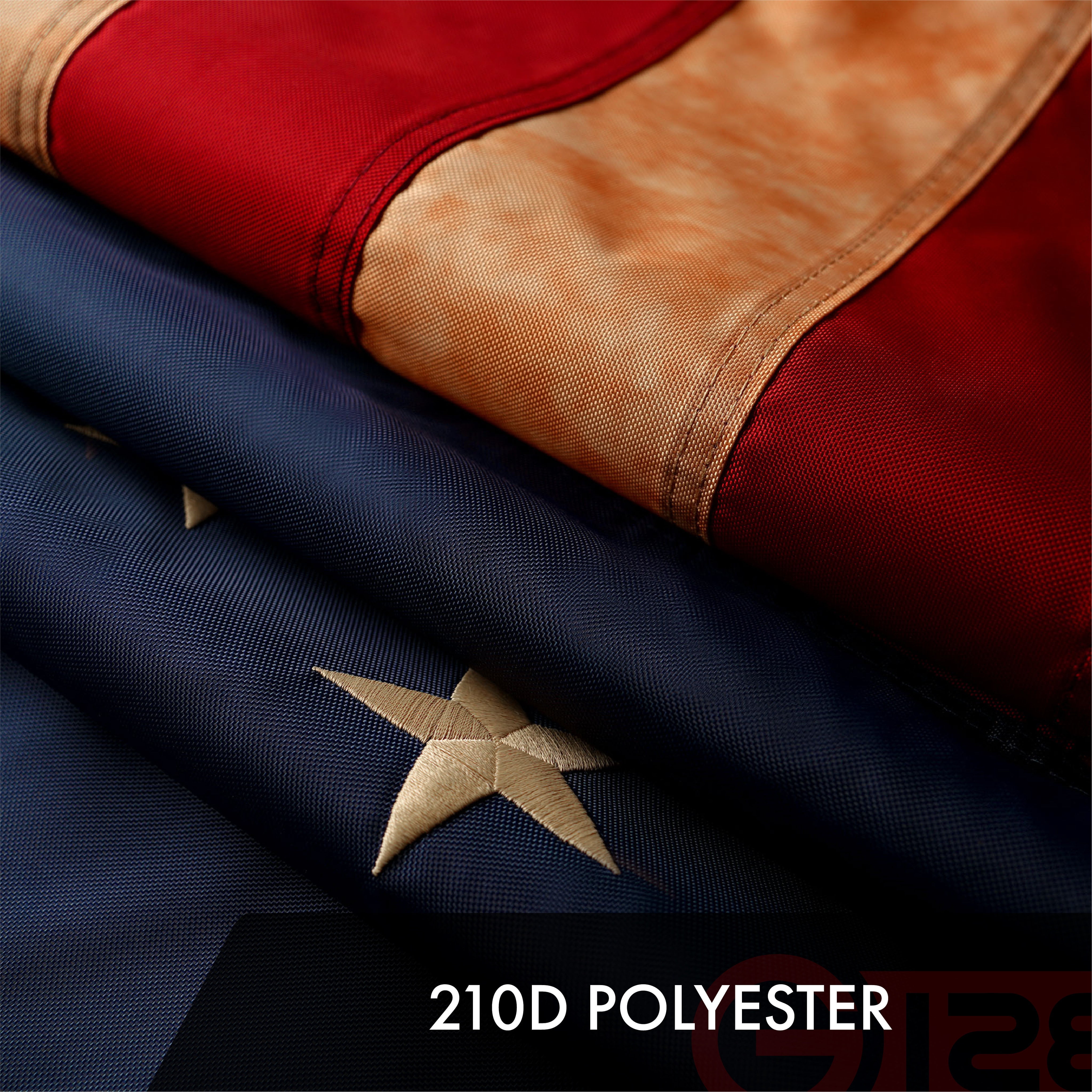 G128 3 ft x 5 ft Polyester Embroidered Betsy Ross Tea Stained Outdoor Flag