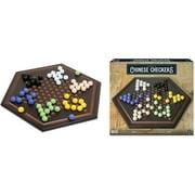 Craftsman Natural Wood Veneer Deluxe Chinese Checkers Set