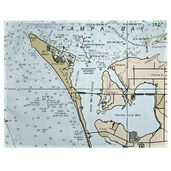 Betsy Drake PM11424 Anna Maria Island, FL Nautical Map Place Mat, 14 x 18 in. - Set of 4