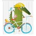 thumbnail image 3 of Ambesonne Funny Shower Curtain, Crocodile Friends Bicycle, 69"Wx84"L, Multicolor, 3 of 3