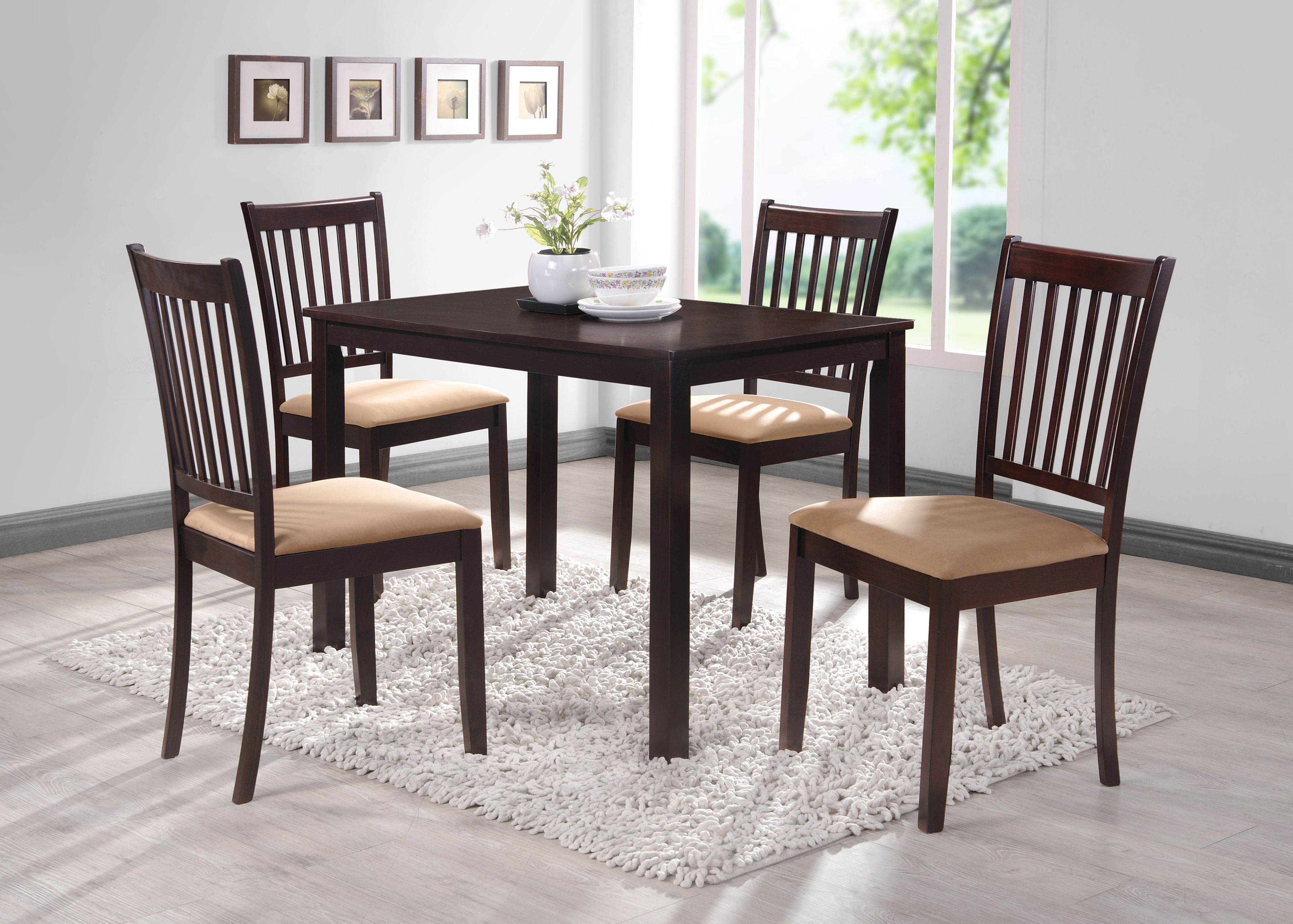 Townsend 5-Piece Kitchen Dining Set, Cappuccino Wood, 43