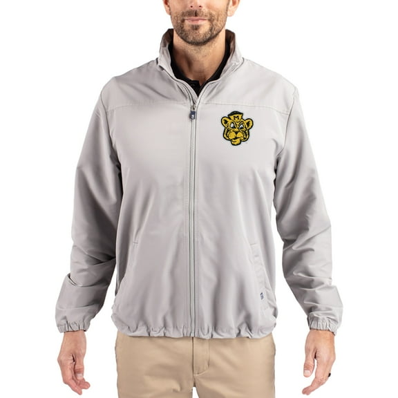 Men's Cutter & Buck Gray Missouri Tigers Charter Eco Recycled Full-Zip Jacket