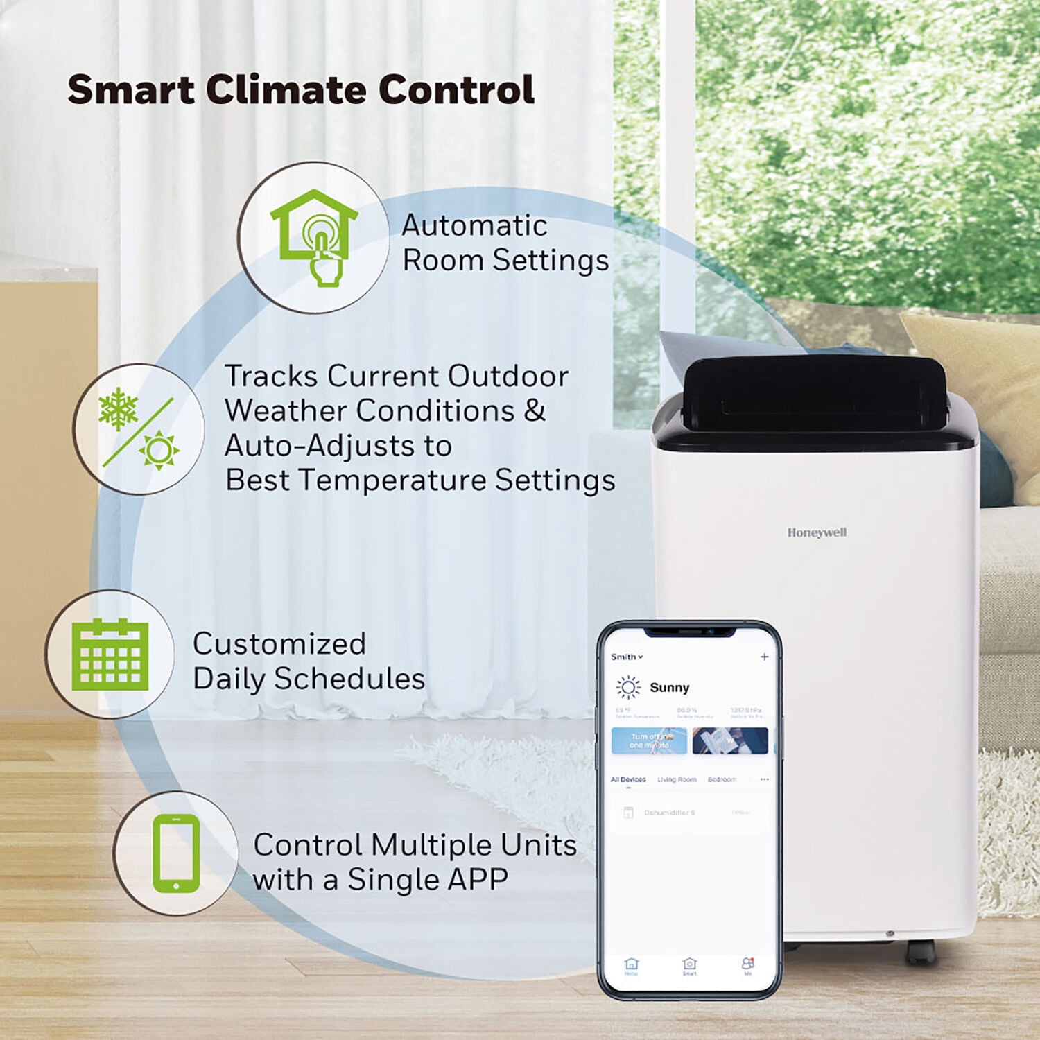 Honeywell 5,500 BTU (8,000 BTU ASHRAE) Portable Air Conditioner with  Dehumidifier, Cools up to 350 sq. ft, HF8CESVWK5 - Walmart.com