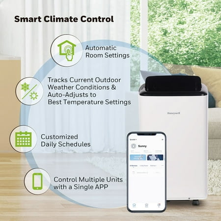 Honeywell - 10,000 BTU Smart Wi-Fi Portable Air Conditioner - Silver