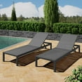 thumbnail image 2 of Outdoor Chaise Lounge Set of 2 with 5 Adjustable Position & Mesh Seat, Aluminum Patio Lounge Chair with Wheels for Outdoor Backyard Poolside, Black+Gray, 2 of 9