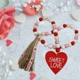 thumbnail image 6 of Red Rustic Wood Bead Tassel - Valentine's Day Home Decor, Soft Rope Door Wall Hanging Pendant, 6 of 6