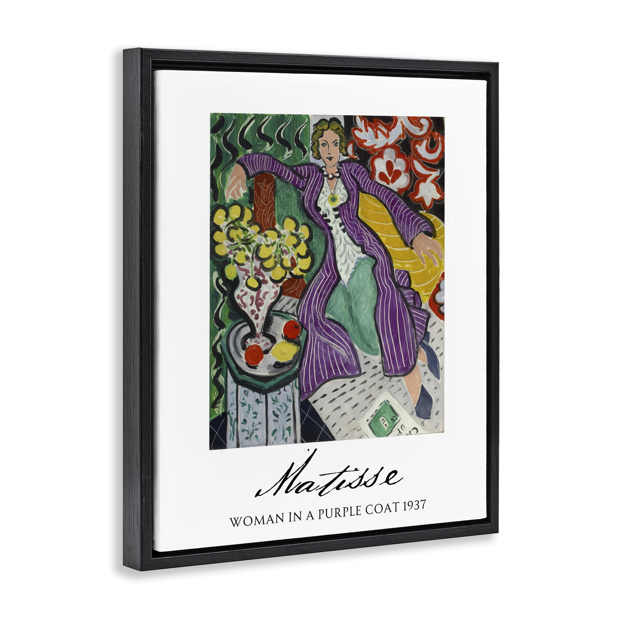 Stupell Industries Matisse Woman In Purple Coat Black Framed Floater Canvas Wall Art, design by Vintage Hustle