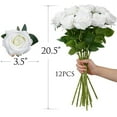 thumbnail image 5 of Mocoosy 12 Pcs Rose Artificial Flowers, Realistic Blossom White Fake Roses with Stems, Single Silk Rose Flower Bouquet for Wedding Centerpieces Arrangement Bridal Shower Party Decorations, 5 of 8