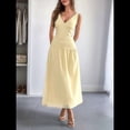 thumbnail image 4 of Vestido Informal de Verano Sin Mangas para Mujer, con Escote en V, Arrugas y Espalda Descubierta, para Fiesta Amarillo XL, 4 of 7
