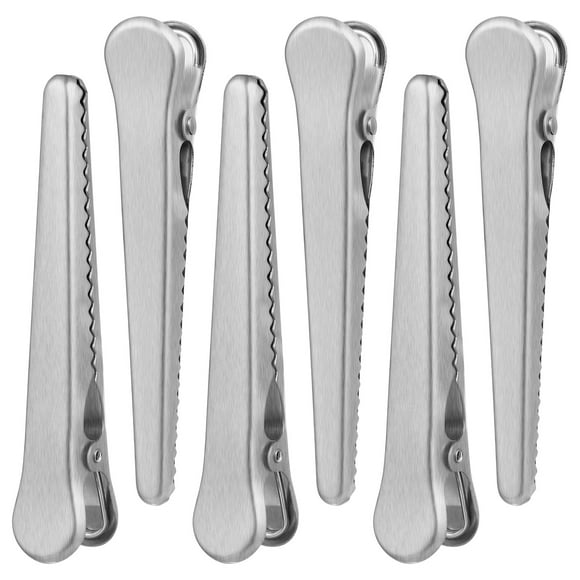 Juego de 6 pinzas de acero inoxidable para sellar bolsas de alimentos. Herramientas de cocina y hogar.