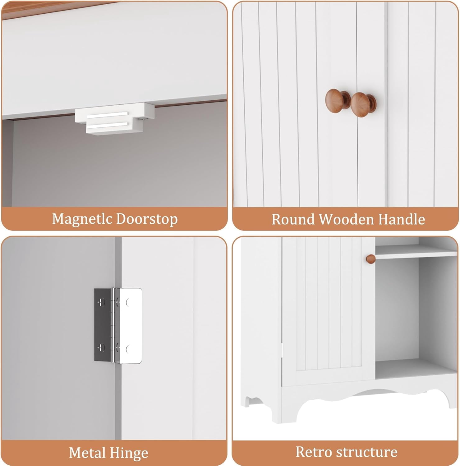 Function Home 72" Kitchen Pantry Cabinet, Freestanding Storage Cabinets, Tall Food Pantry with Doors and Adjustable Shelves, Utility Floor Cabinet for Kitchen Dining Room Living Room, White