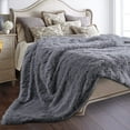 thumbnail image 4 of Soft Shaggy Fuzzy Throw Blanket - Fluffy Snuggly Faux Fur Blankets - Warm Cozy Plush Sherpa Blanket for Couch Sofa Bed Photo Props Home Decor,(60x50 Inches) Grey, 4 of 6